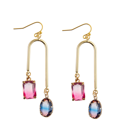 Multi brincos da gota do gancho de Crystal Dangle Earrings Oval Zircon da cor