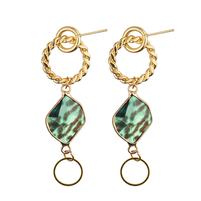 Brincos Hong Kong Style simples retro do pendente de Matte Gold Plated Resin Dangle