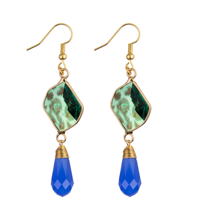 O ouro chapeou a forma irregular de Crystal Pendant Gemstone Stud Earrings do impacto para mulheres