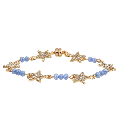 Estrela Crystal Beads Bracelet Gold Plated do costume seis das mulheres com curvatura magnética