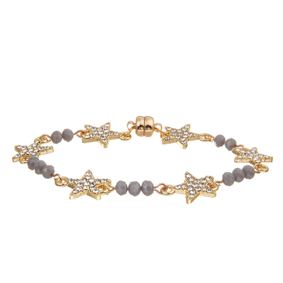 Estrela Crystal Beads Bracelet Gold Plated do costume seis das mulheres com curvatura magnética