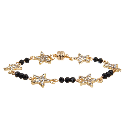 Estrela Crystal Beads Bracelet Gold Plated do costume seis das mulheres com curvatura magnética