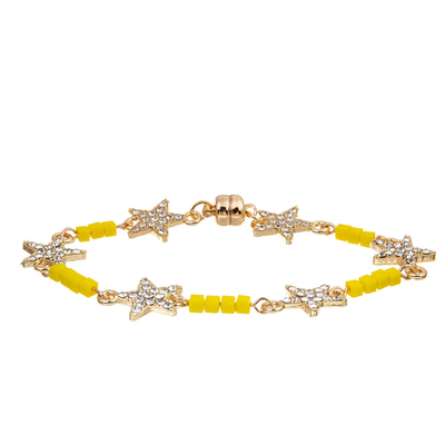Estrela Crystal Beads Bracelet Gold Plated do costume seis das mulheres com curvatura magnética
