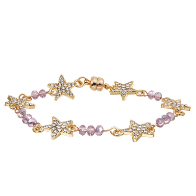 Estrela Crystal Beads Bracelet Gold Plated do costume seis das mulheres com curvatura magnética