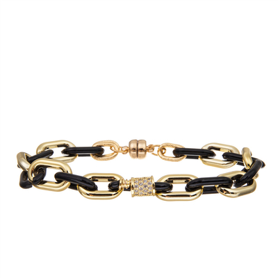 Bracelete magnético da relação da corrente de Champagne Gold Plated Copper Jewelry para mulheres