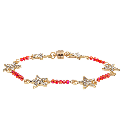 Estrela Crystal Beads Bracelet Gold Plated do costume seis das mulheres com curvatura magnética