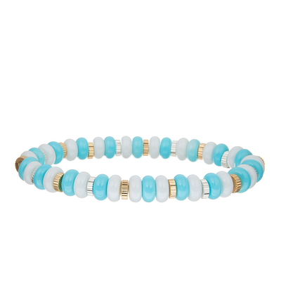 A pedra preciosa da praia de Amazonite feito a mão pavimenta grânulos que os braceletes esticam ajustável multicolorido