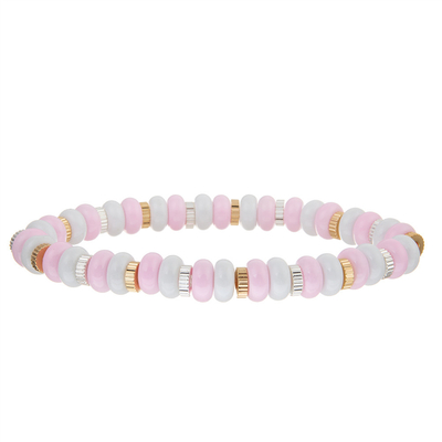 A pedra preciosa da praia de Amazonite feito a mão pavimenta grânulos que os braceletes esticam ajustável multicolorido