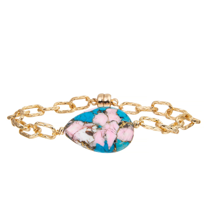 O ouro da joia chapeou o bracelete magnético feito a mão da pulseira do elo de corrente do fecho para mulheres