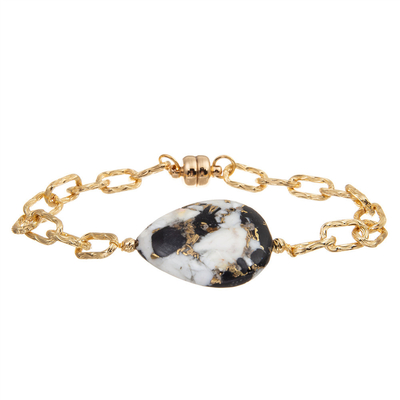 O ouro da joia chapeou o bracelete magnético feito a mão da pulseira do elo de corrente do fecho para mulheres