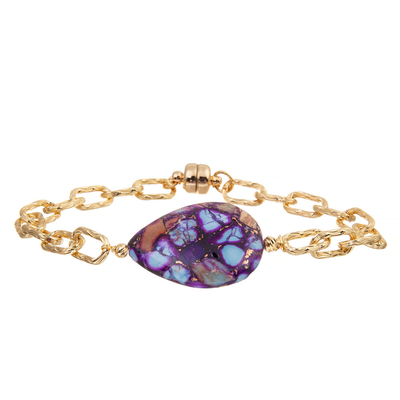 O ouro da joia chapeou o bracelete magnético feito a mão da pulseira do elo de corrente do fecho para mulheres
