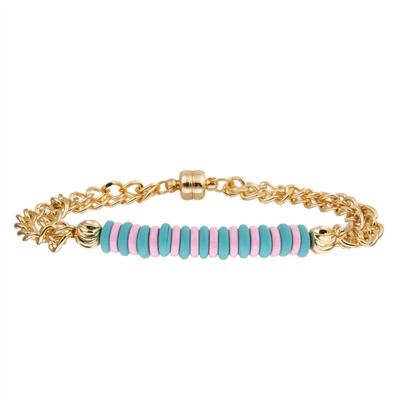 Bracelete chapeado do elo de corrente dos grânulos ouro azul e cor-de-rosa com adsorção magnética