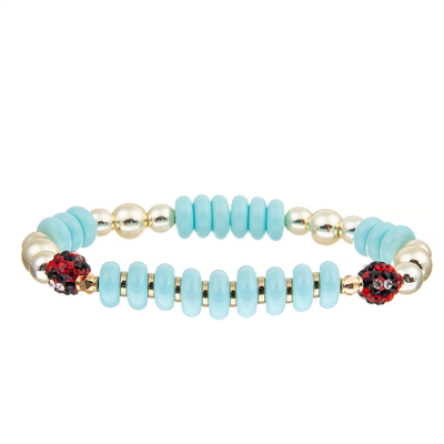 Braceletes vermelhos pretos de Diamond Balls Blue Handmade Beads para o presente do partido das mulheres dos homens