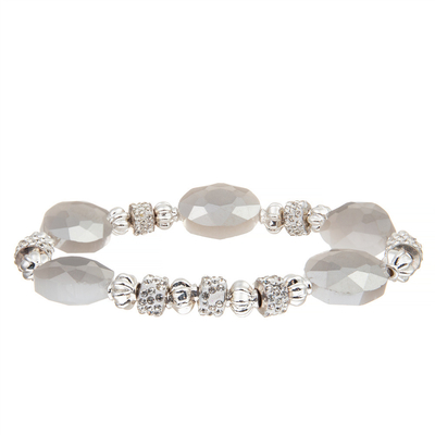 Encante o bracelete macio do cristal de rocha da cerâmica da resina plástica com os 5 grânulos lapidados