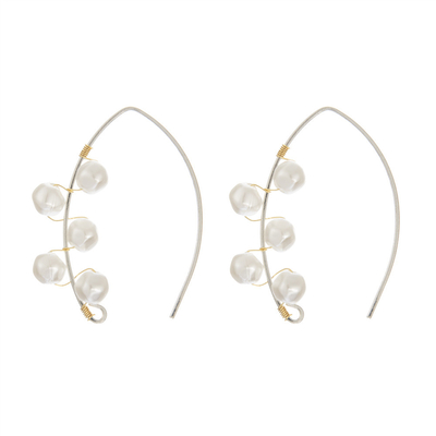 Ouro de aço inoxidável de Crystal Stone Hoop Earrings Retangular do pendente da pérola chapeado
